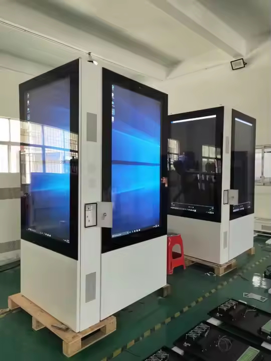 49 55 65 بوصة في الهواء الطلق AG AR Glass 4K لافتات رقمية مزدوجة الجوانب مع 4G